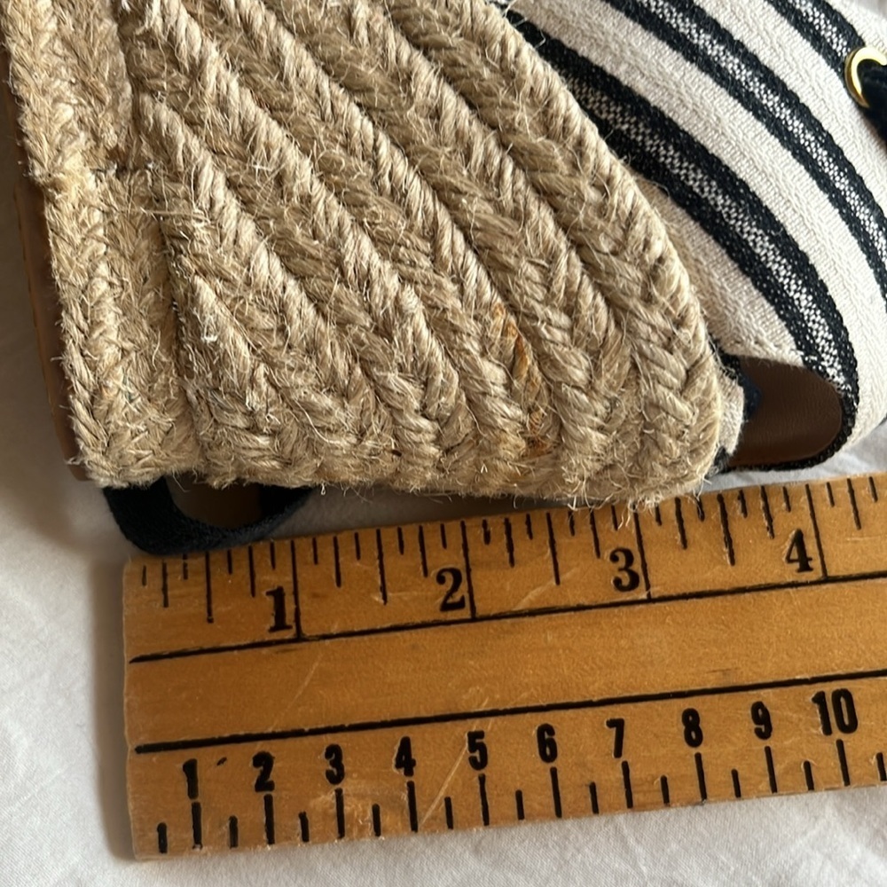 J. Crew Espadrille Wedges With Ankle Wrap In Stripe Shoes Women’s Size 8.5 - Picture 7 of 8